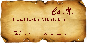 Csapliczky Nikoletta névjegykártya